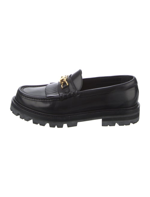Celine Leather Fringe Trim Accent Loafers
