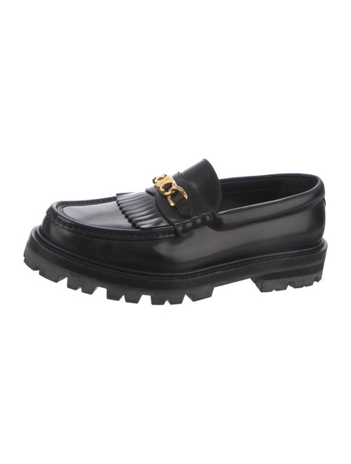 Celine Leather Fringe Trim Accent Loafers
