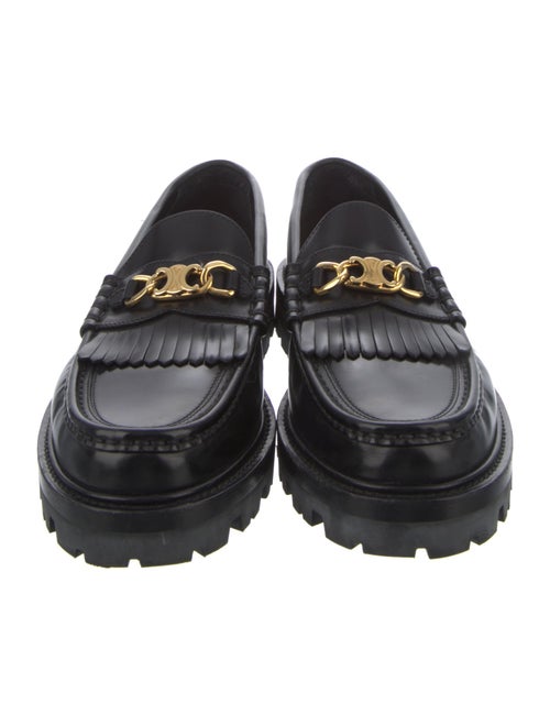 Celine Leather Fringe Trim Accent Loafers