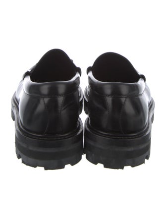Celine Leather Fringe Trim Accent Loafers