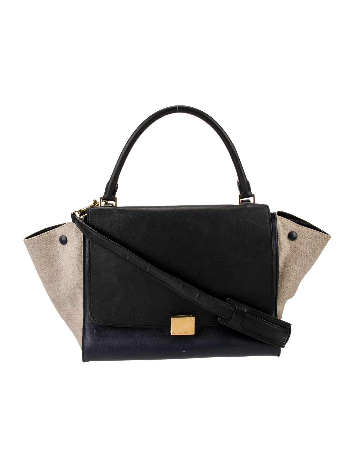 Celine Leather Tricolor Linen Trapeze Medium