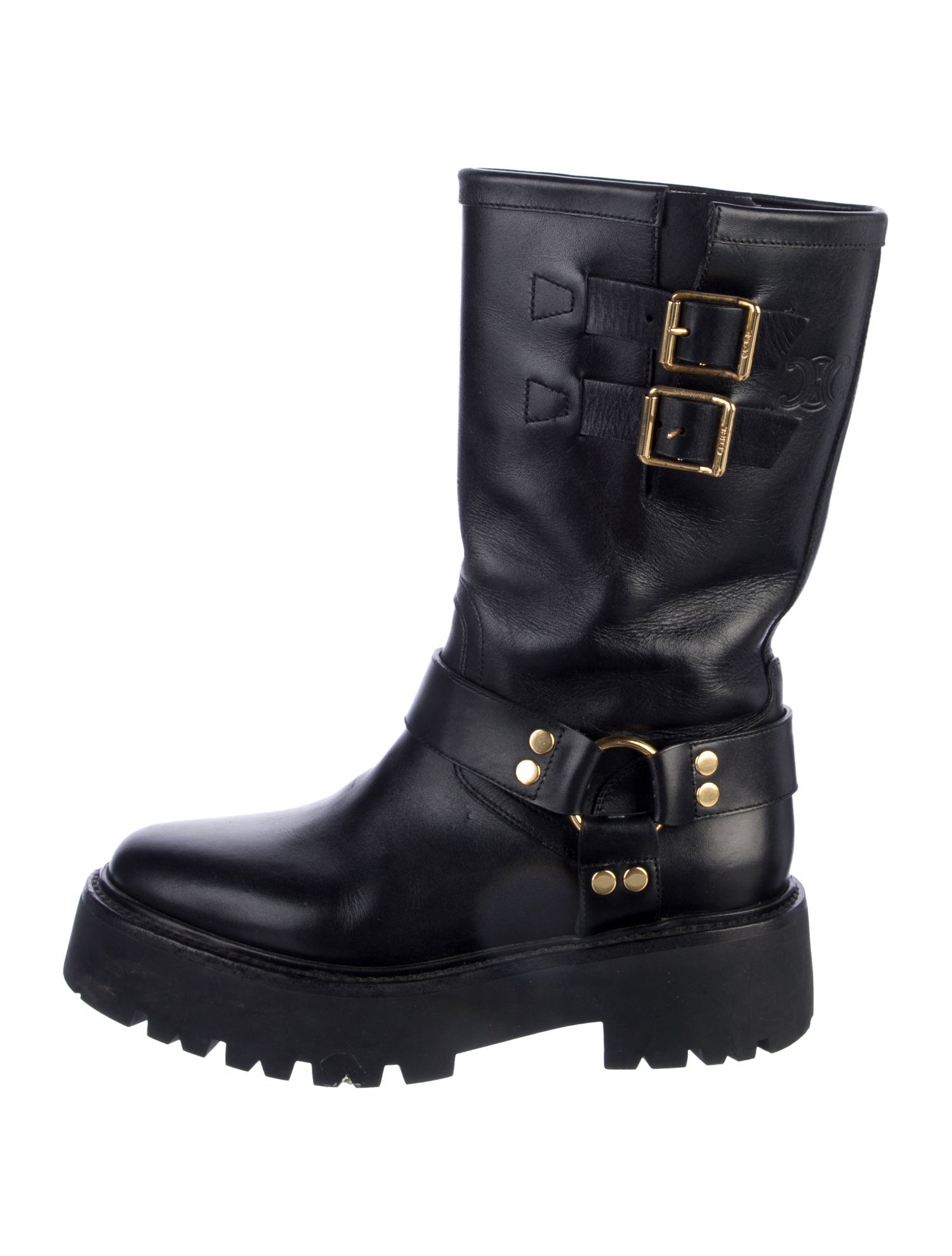 Celine Leather Moto Boots