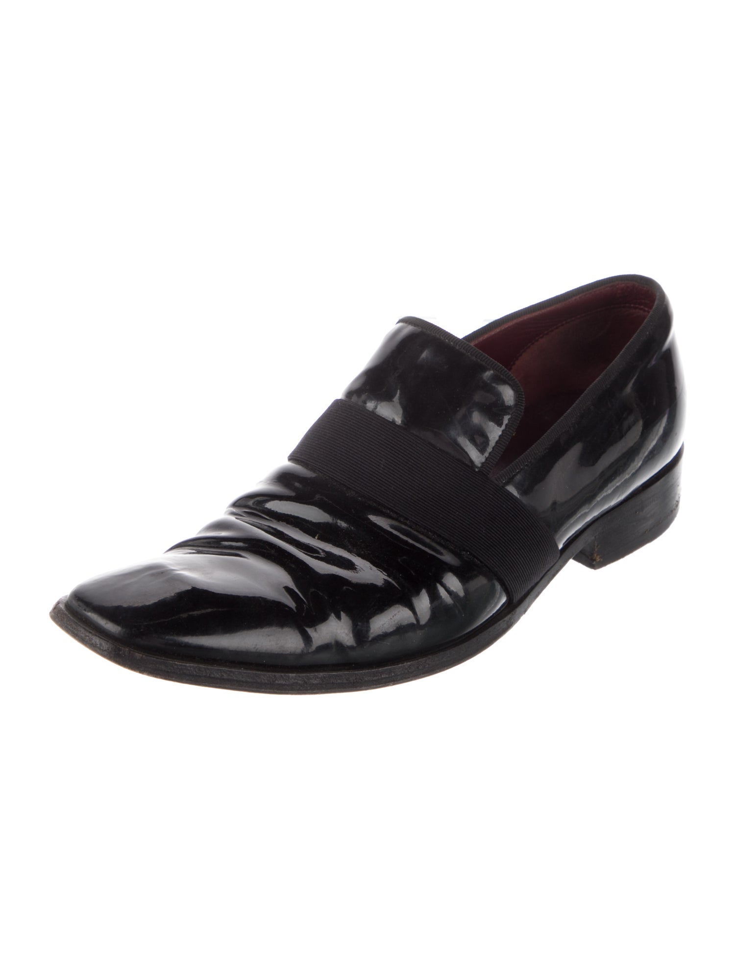 Celine Patent Leather Grosgrain Trim Loafers
