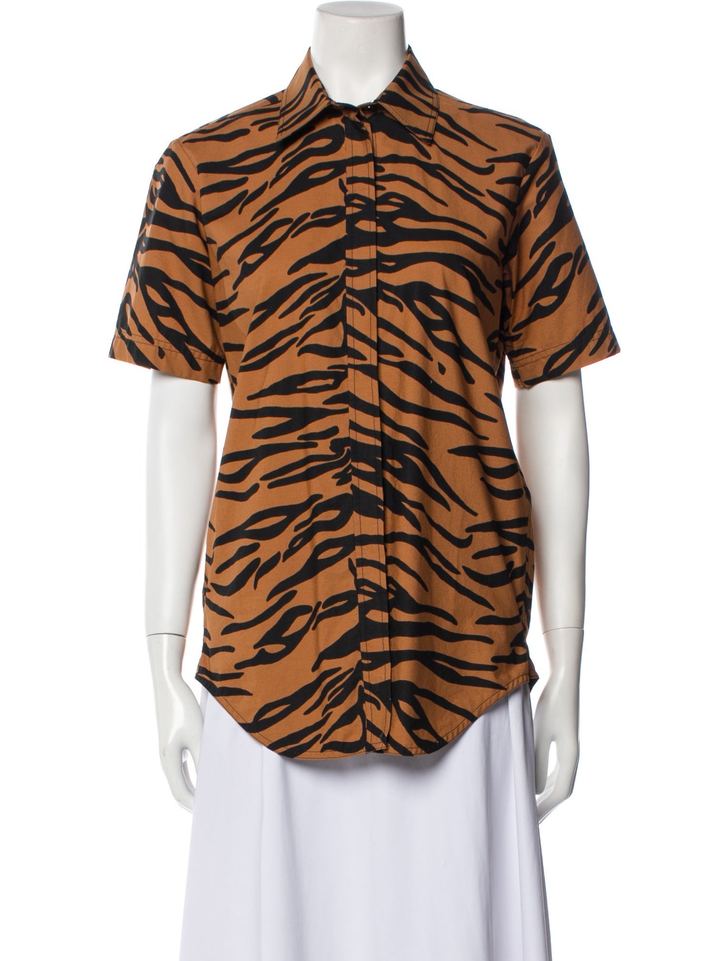 Celine 2016 Animal Print Button-Up Top