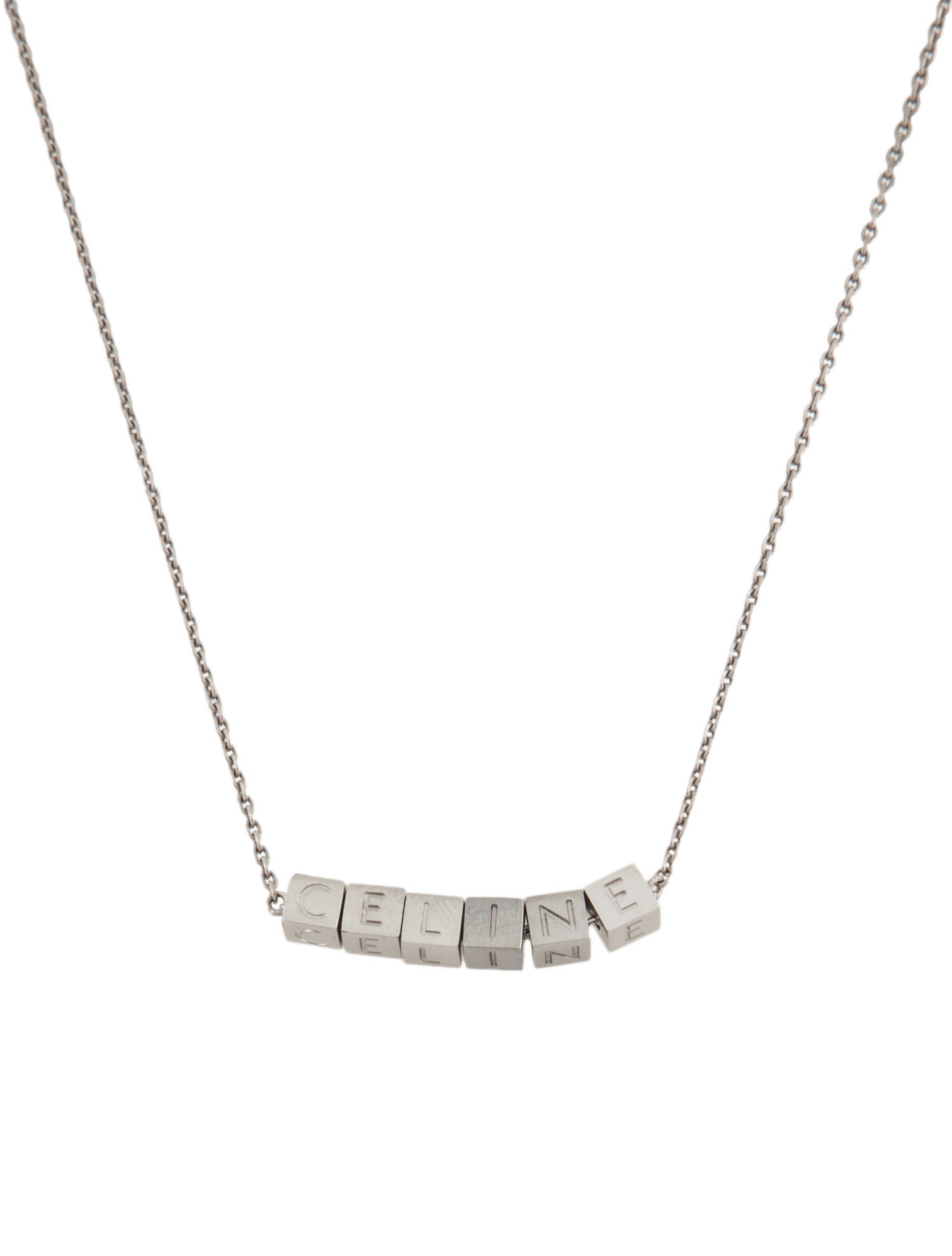 Celine Block Charm Pendant Necklace