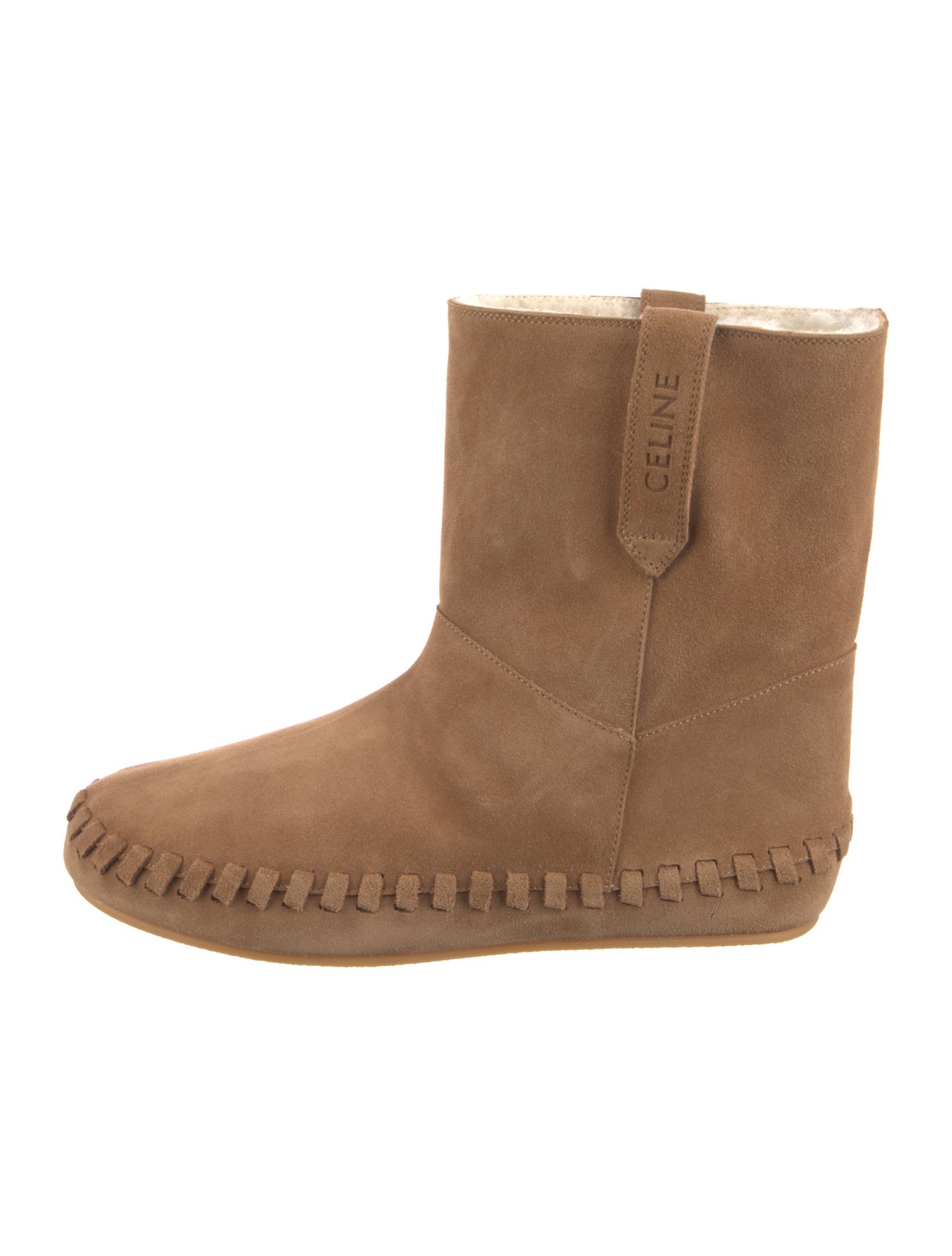 Celine Suede Whipstitch Trim Boots