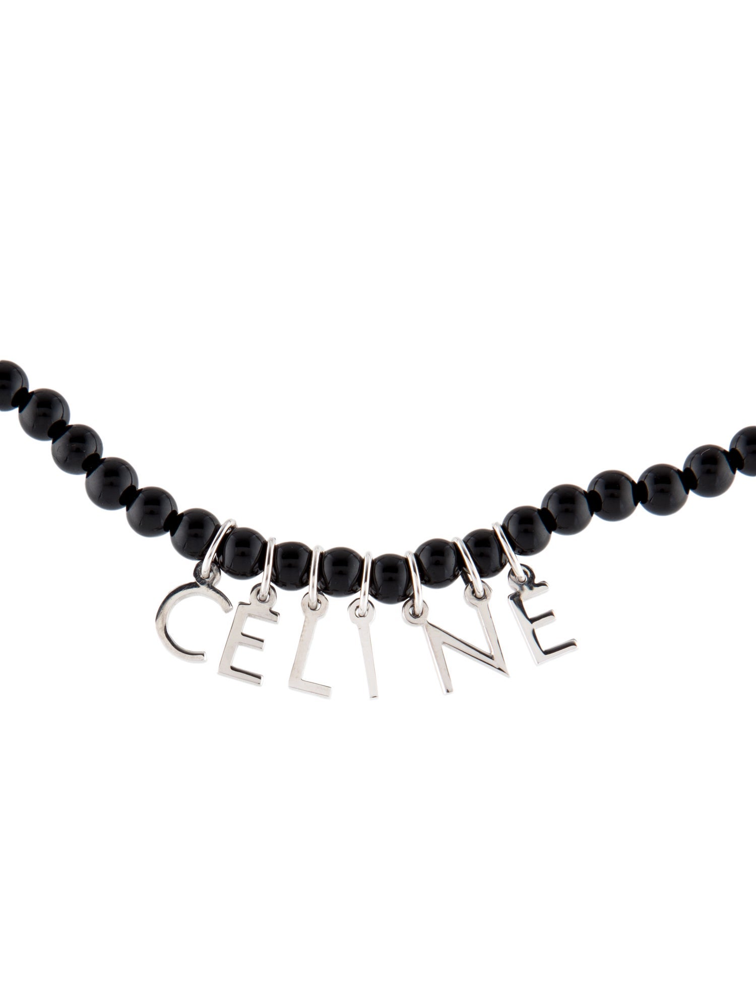 Celine Onyx Monochroms Beaded Pendant Necklace