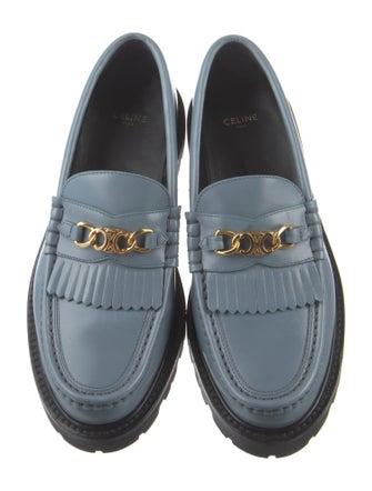 Celine Leather Fringe Trim Accent Loafers