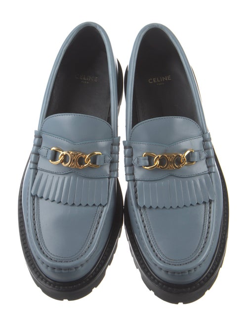 Celine Leather Fringe Trim Accent Loafers