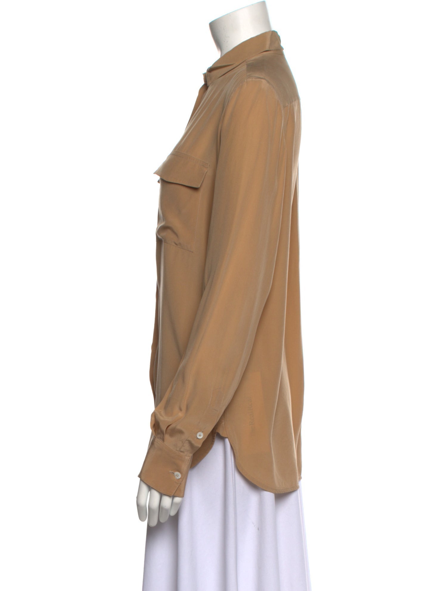 Celine Silk Long Sleeve Button-Up Top