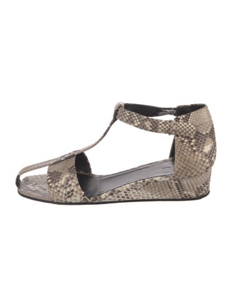 Celine Python Animal Print T-Strap Sandals