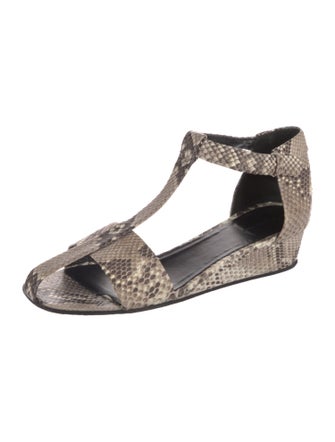 Celine Python Animal Print T-Strap Sandals