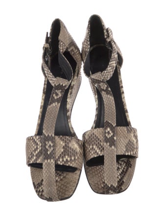 Celine Python Animal Print T-Strap Sandals