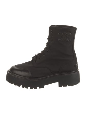Celine Bulky D Up Shiny Bull Nylon Combat Boots