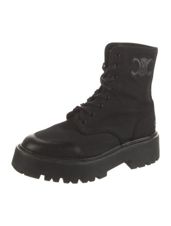 Celine Bulky D Up Shiny Bull Nylon Combat Boots