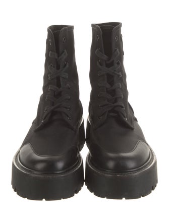 Celine Bulky D Up Shiny Bull Nylon Combat Boots
