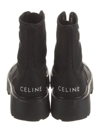 Celine Bulky D Up Shiny Bull Nylon Combat Boots