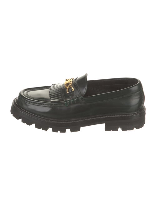 Celine Leather Fringe Trim Accent Loafers
