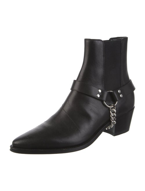 Celine Leather Chain-Link Accents Chelsea Boots