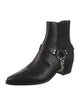 Celine Leather Chain-Link Accents Chelsea Boots