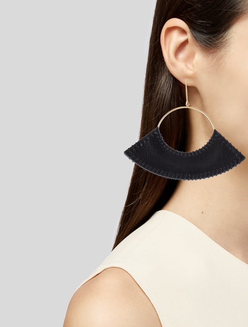 Celine Leather Fan Earrings