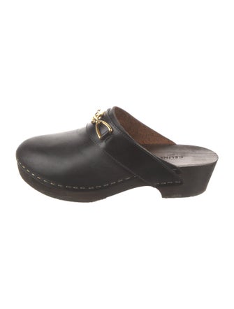 Celine Leather Chain-Link Accents Mules