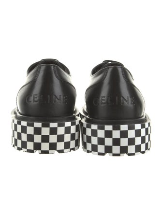 Celine Leather Plaid Print Derby Shoes
