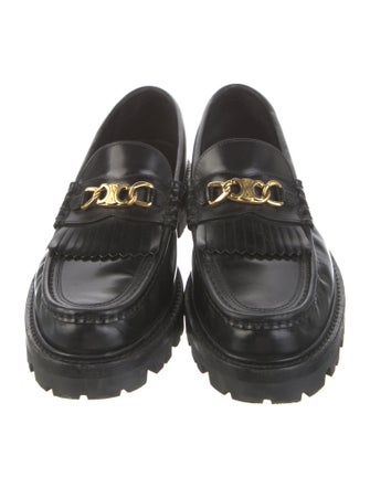 Celine Leather Fringe Trim Accent Loafers