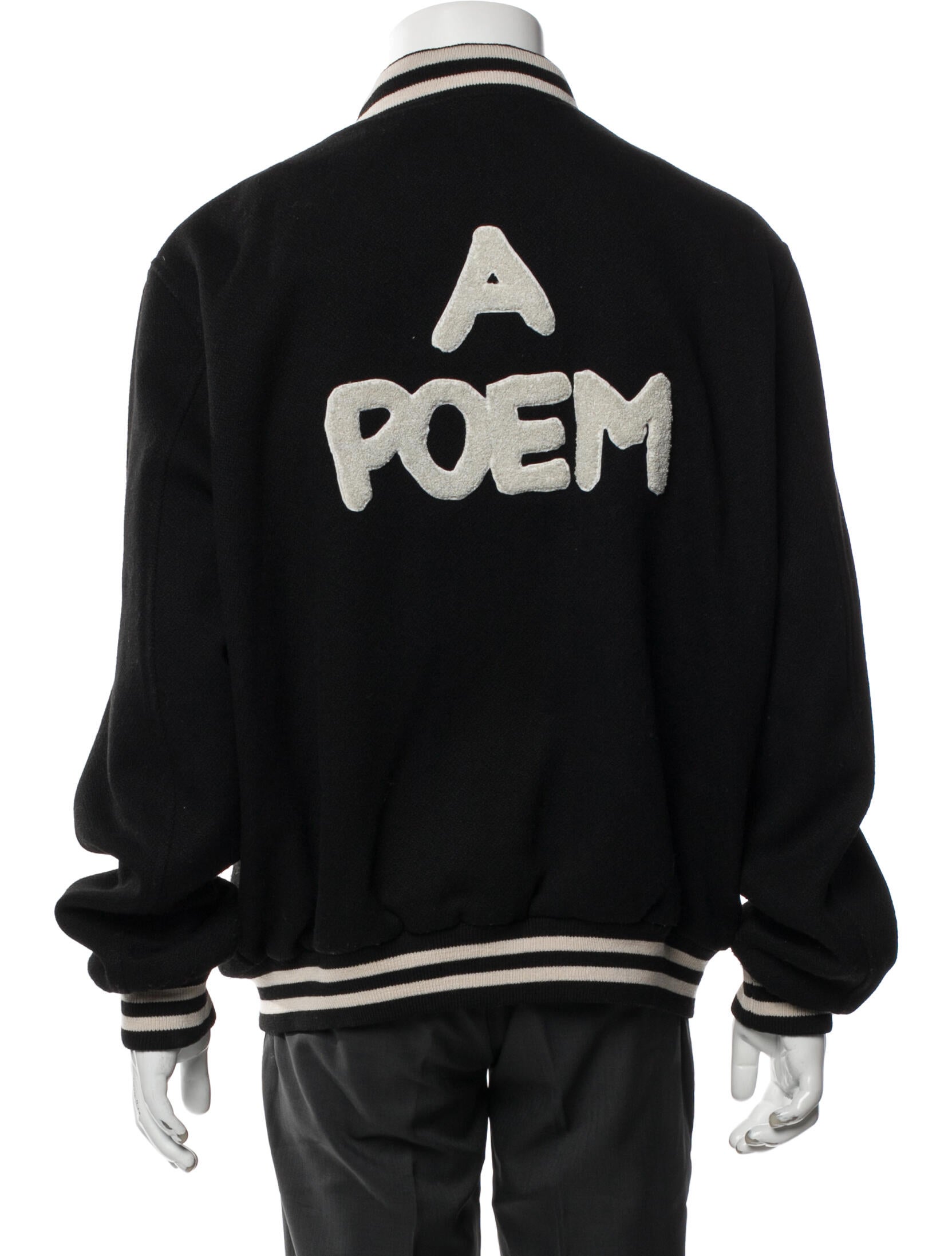Celine 'A Poem' Teddy Wool Varsity Jacket
