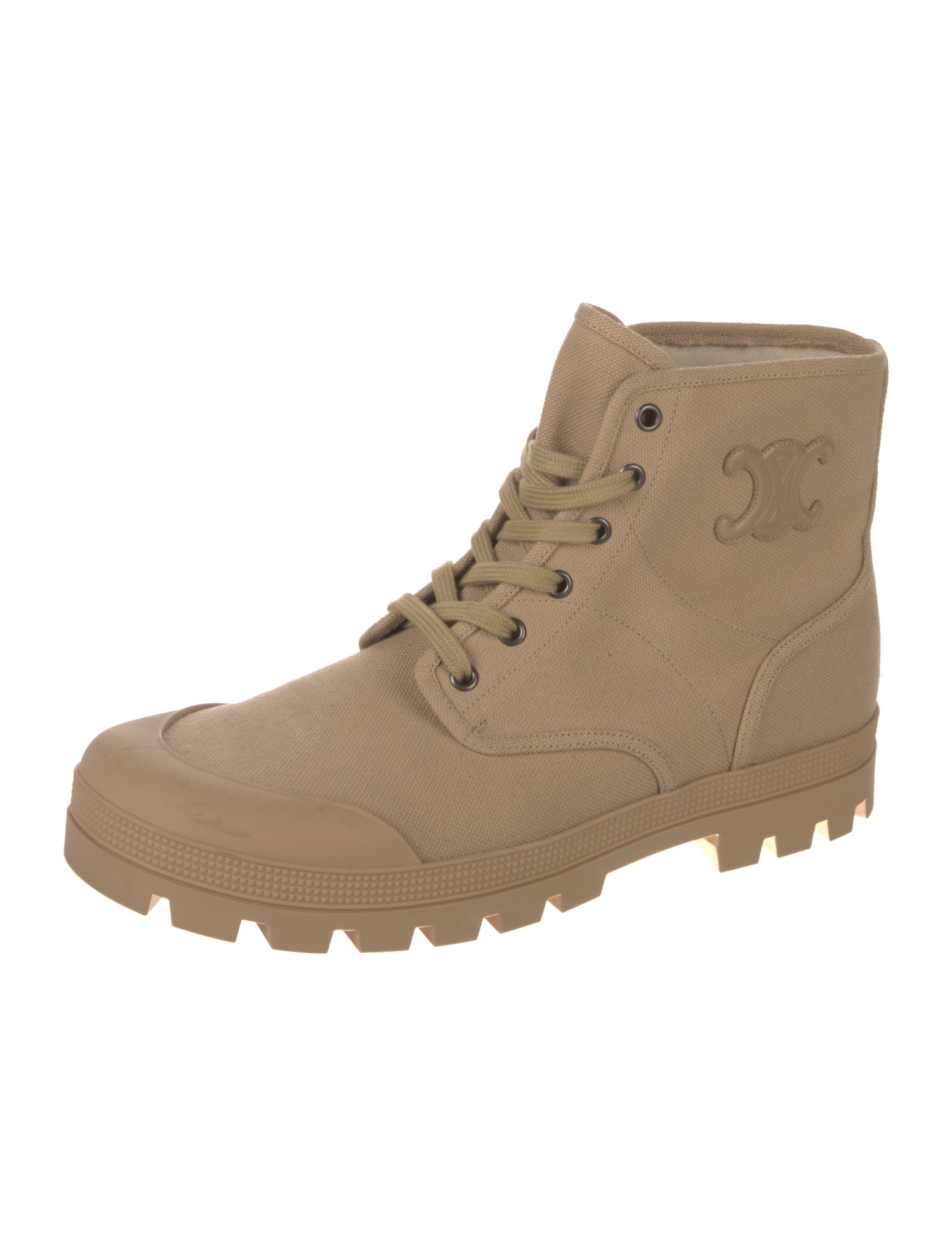 Celine Canvas Lace-Up Boots