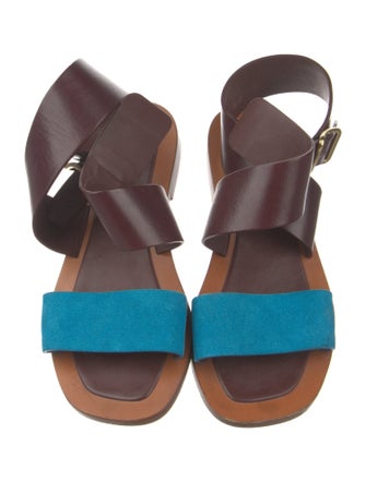Celine Leather Colorblock Pattern Sandals