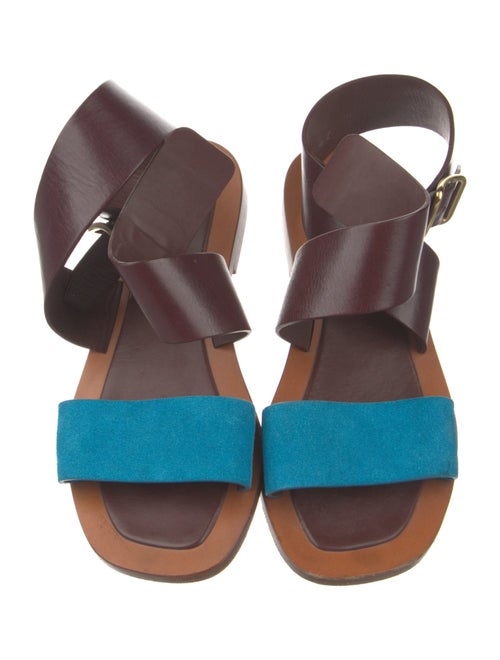 Celine Leather Colorblock Pattern Sandals