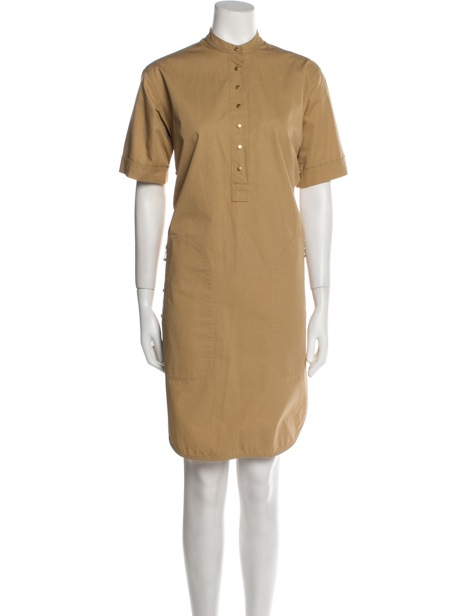 Celine Mock Neck Knee-Length Dress