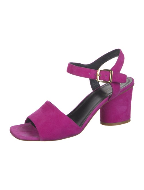 Celine Suede Leather Trim Embellishment Slingback Sandals