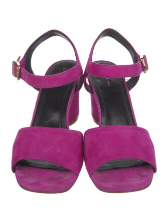 Celine Suede Leather Trim Embellishment Slingback Sandals