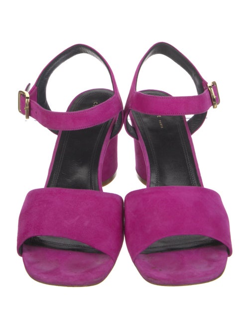 Celine Suede Leather Trim Embellishment Slingback Sandals