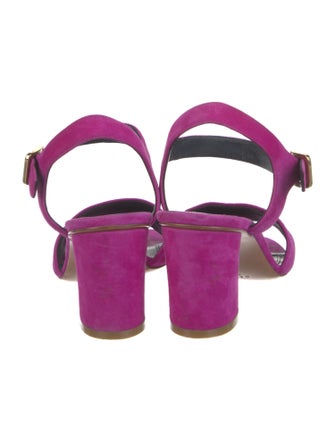 Celine Suede Leather Trim Embellishment Slingback Sandals