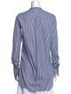 Celine Striped Crew Neck Button-Up Top