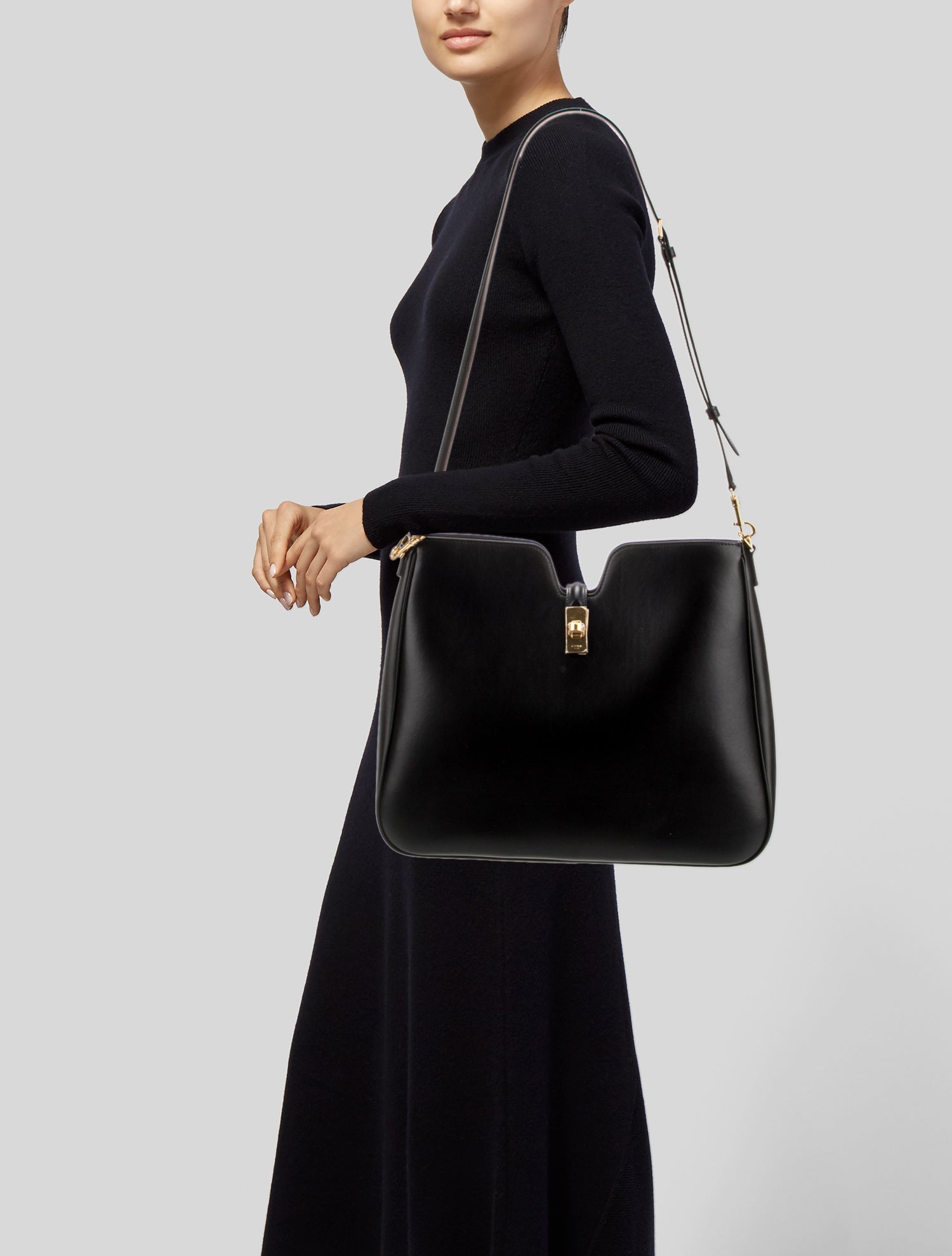 Celine Leather Camille 16 Soft Medium 2025 - Black Crossbody Bags