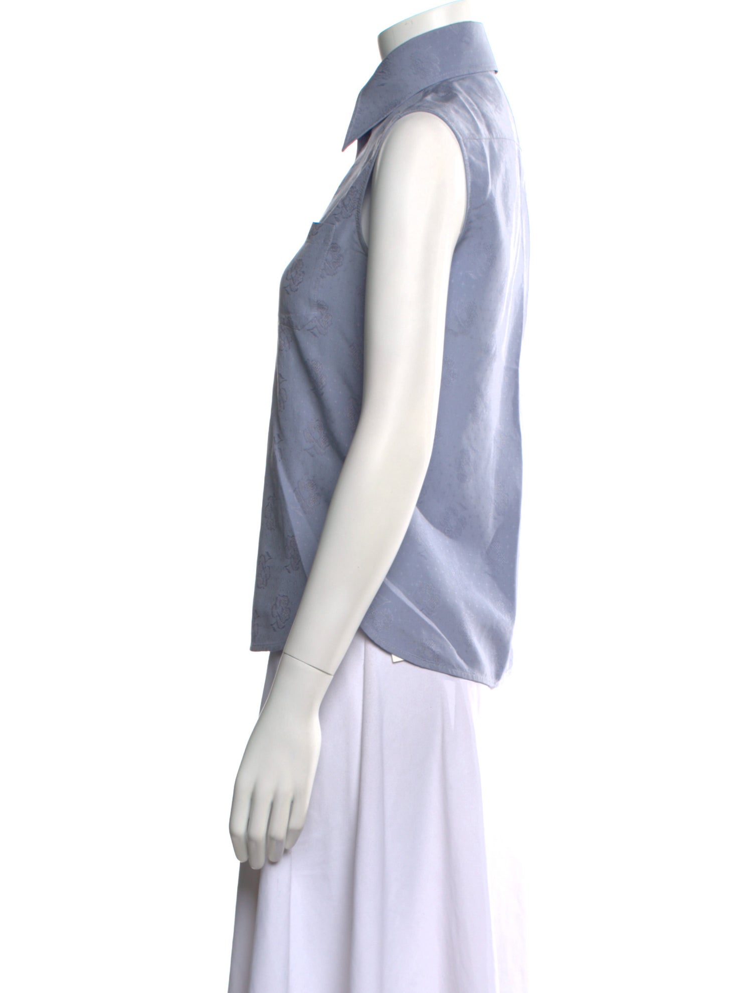 Celine Printed Sleeveless Button-Up Top