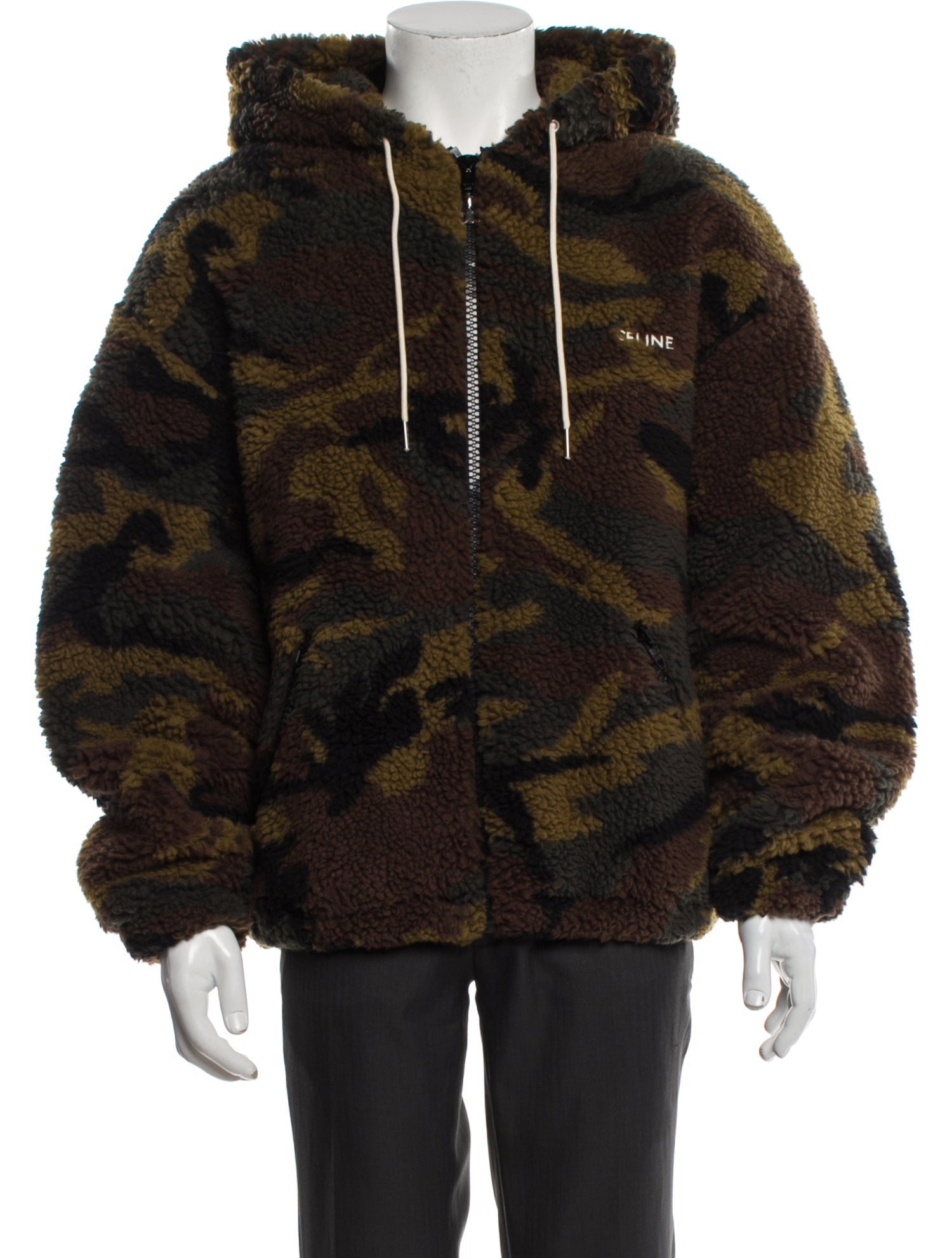 Celine Triomphe Camouflage Print Puffer Coat w/ Tags