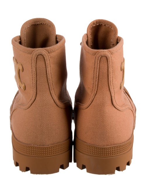 Celine Canvas Leather Trim Embellishment Combat Boots