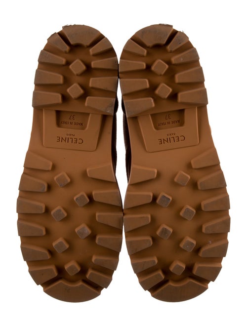 Celine Canvas Leather Trim Embellishment Combat Boots