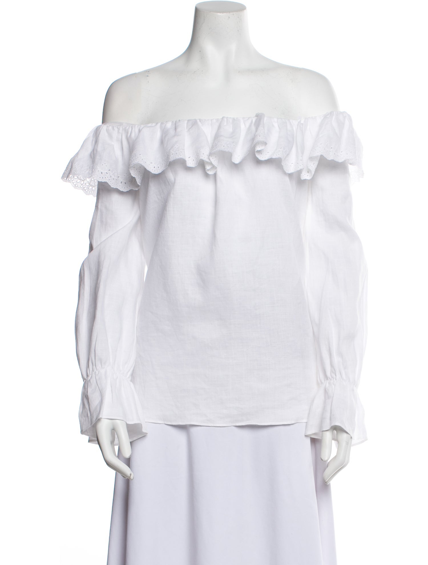 Celine Linen Off-The-Shoulder Blouse
