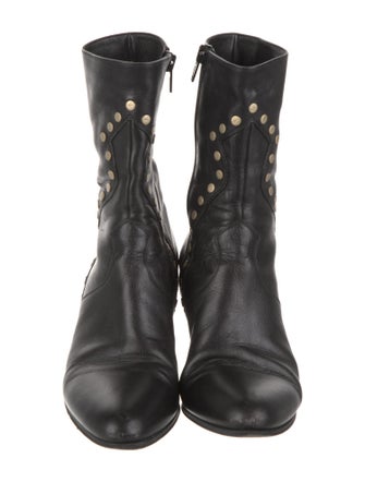 Celine Leather Studded Accents Boots