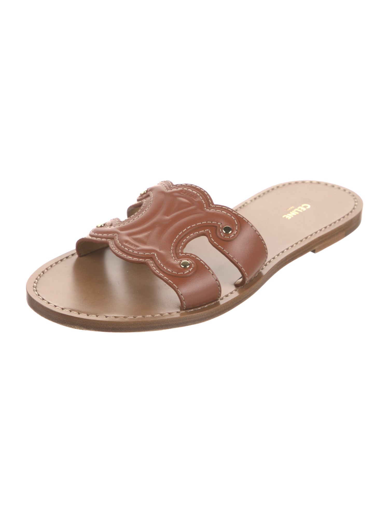 Celine Leather Studded Accents Slides