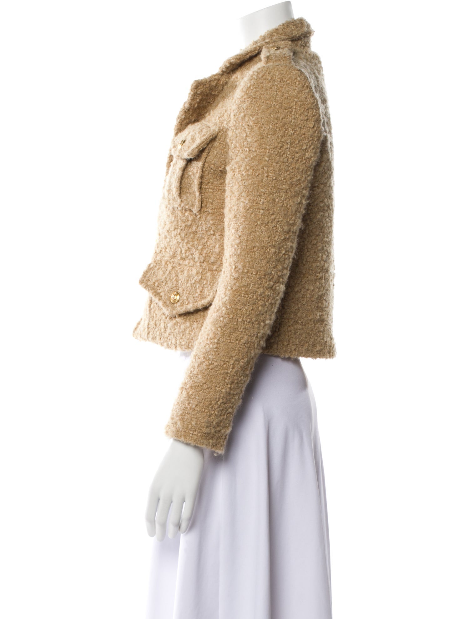 Celine Mohair Tweed Pattern Faux Fur Jacket