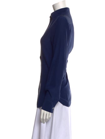 Celine Silk Long Sleeve Button-Up Top
