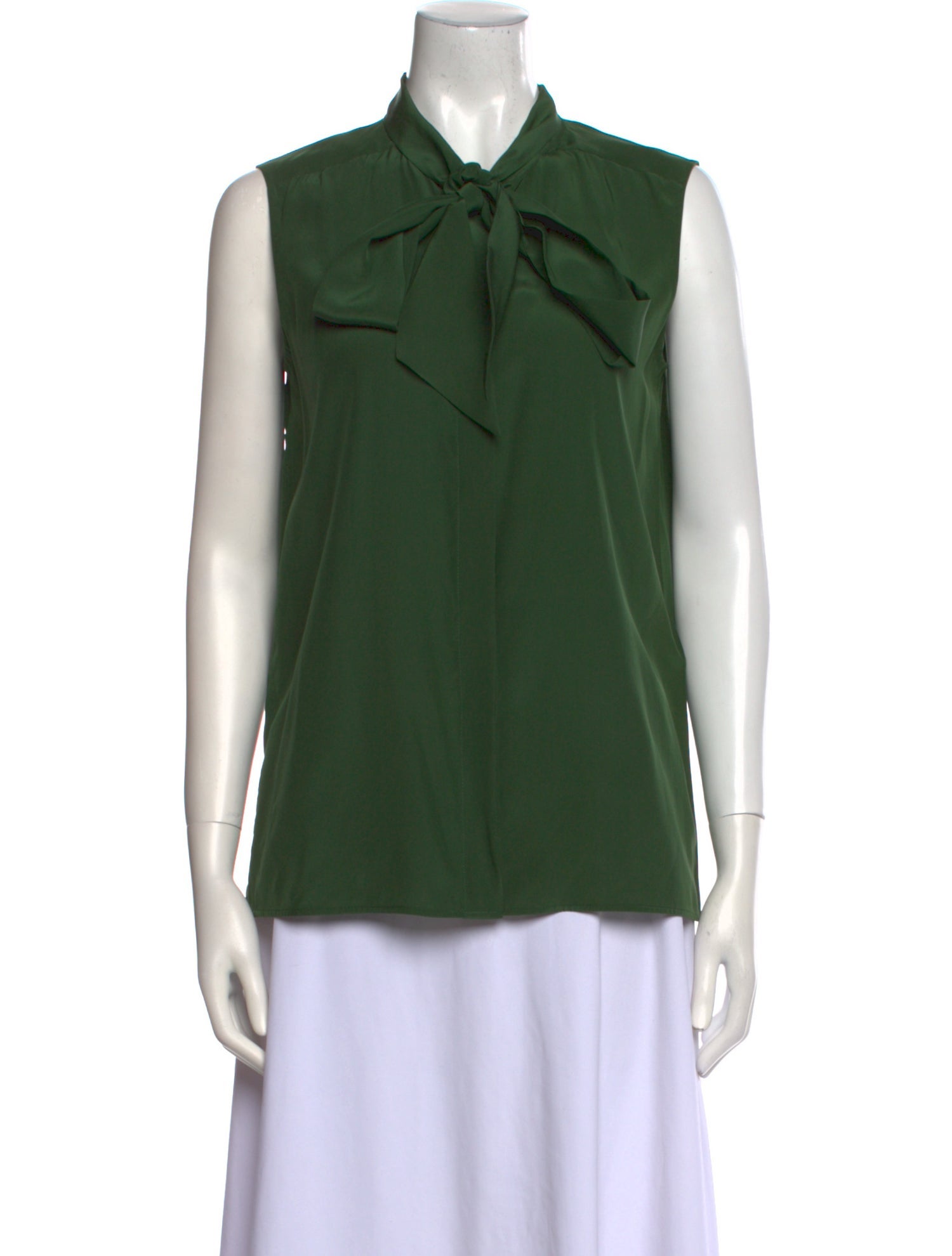 Celine Silk Tie Neck Button-Up Top