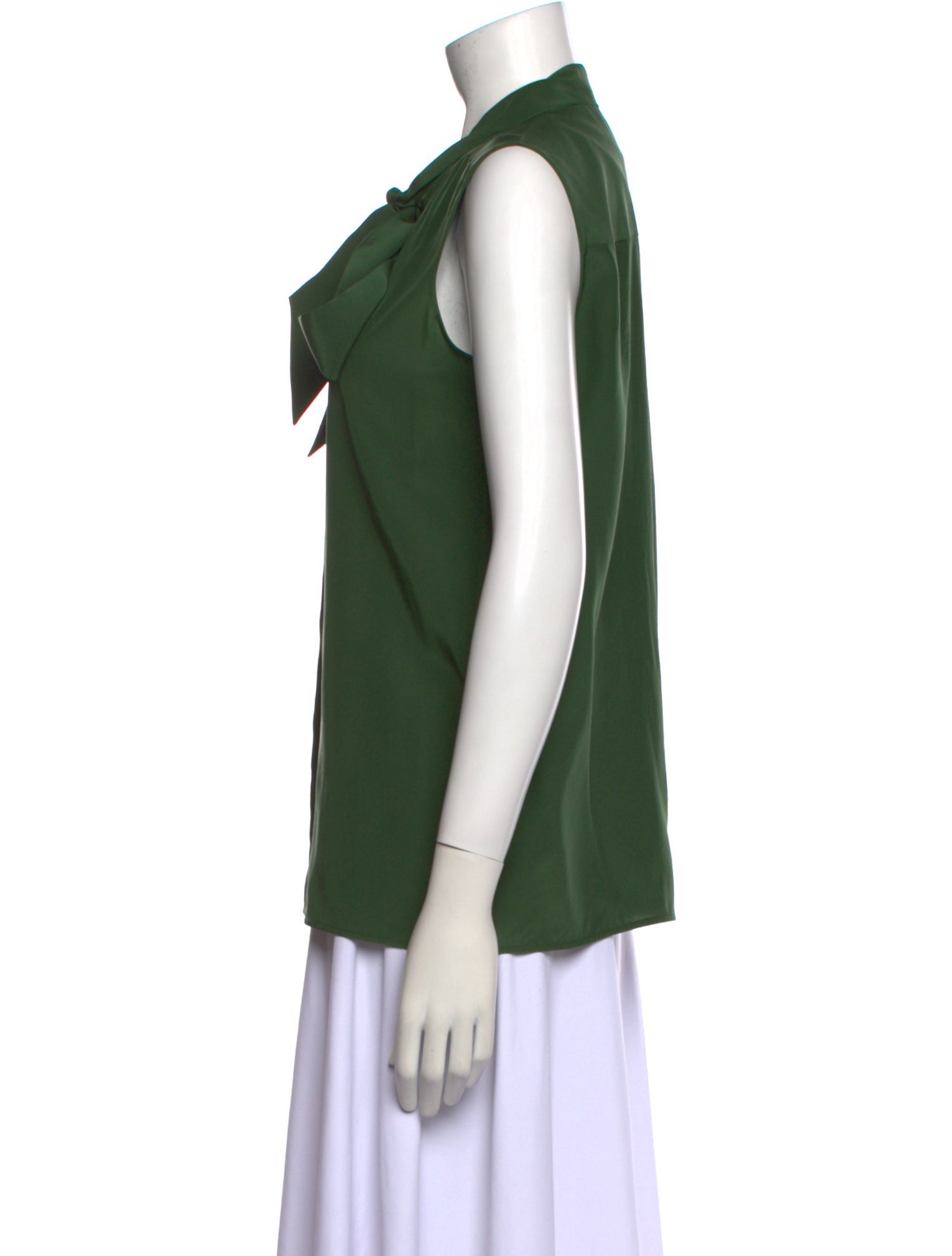 Celine Silk Tie Neck Button-Up Top